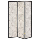 Felice - 3-Panel Room Divider Folding Screen - French Script - Atlantic Fine Furniture Inc