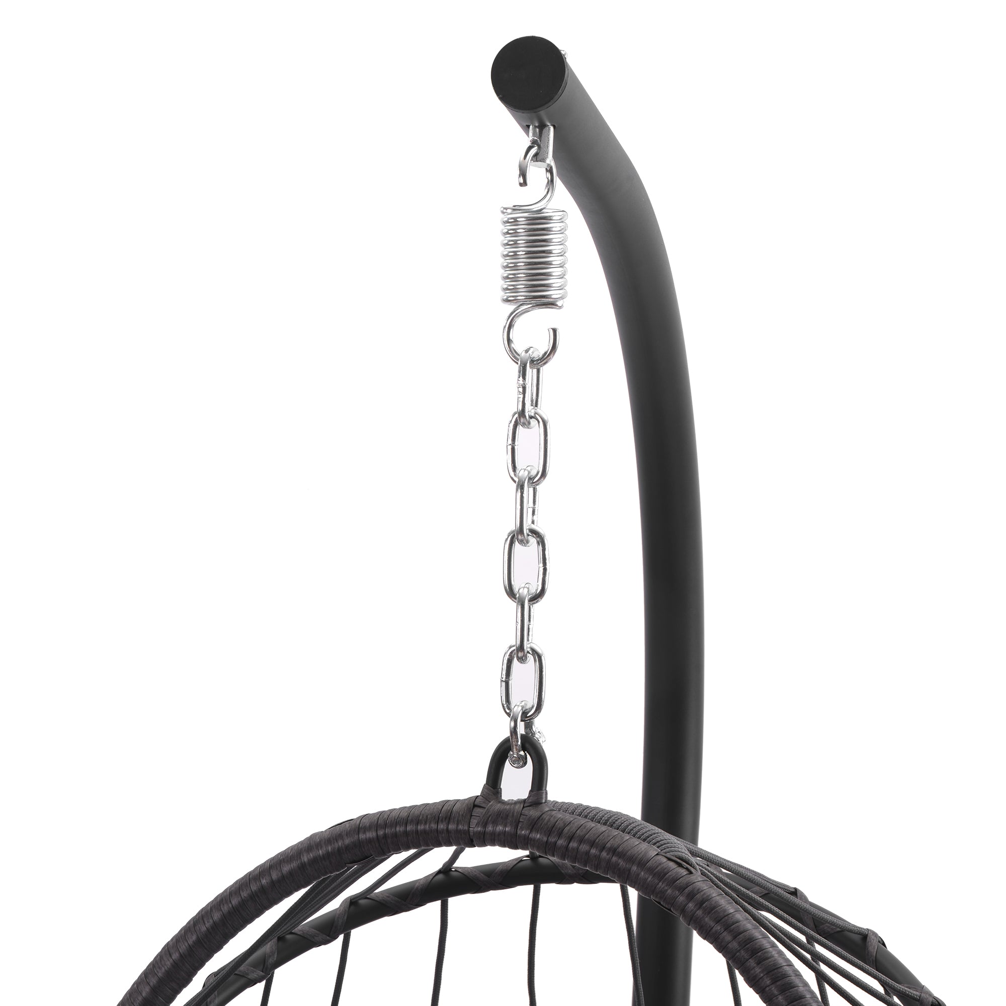 Indoor outdoor patio Wicker Hanging Chair Swing Chair Patio Egg Chair UV Resistant Blue cushion Aluminum frame - Atlantic Fine Furniture Inc