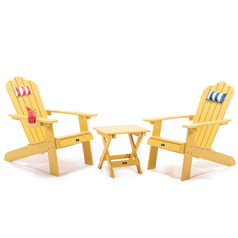 TALE Adirondack Chair Backyard Furniture Painted Seating with Cup Holder All-Weather and Fade-Resistant Plastic Wood for Lawn Outdoor Patio Deck Garden Porch Lawn Furniture Chairs Yellow