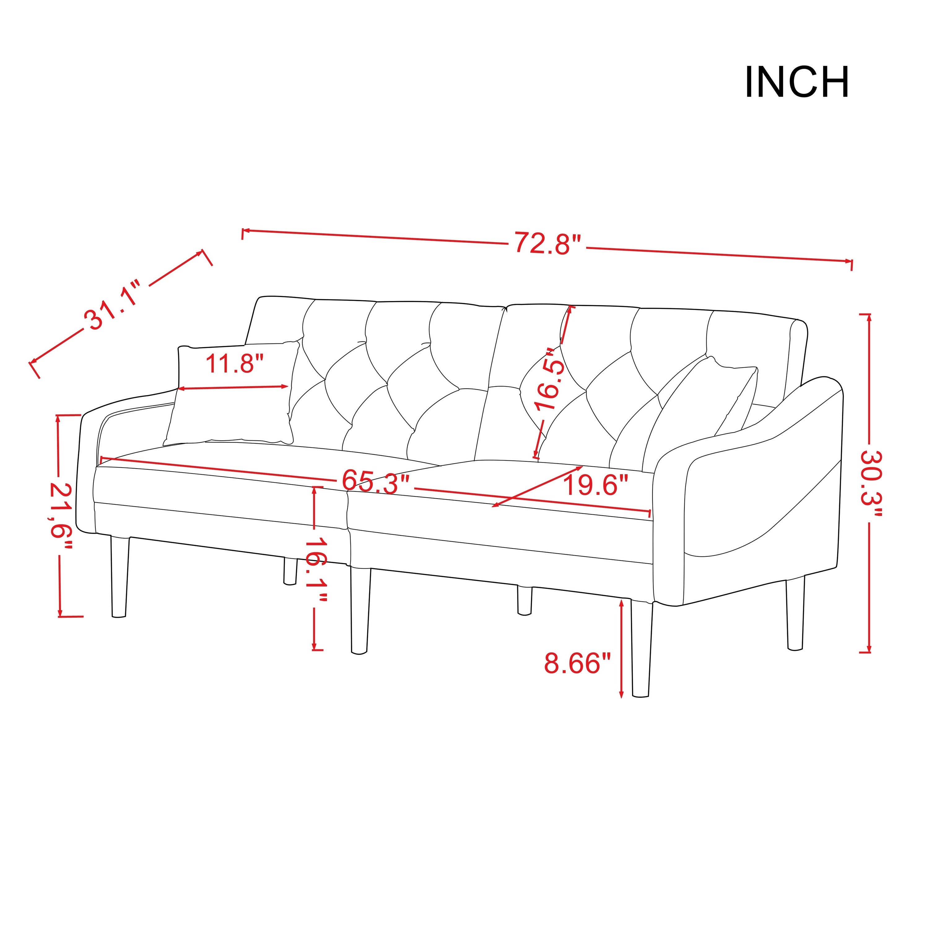 FUTON SOFA SLEEPER PINK VELVET WITH 2 PILLOWS ***Not available for sale on Walmart*** - Atlantic Fine Furniture Inc