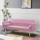 Square arm sleeper sofa Pink Velvet ***Not available for sale on Walmart*** - Atlantic Fine Furniture Inc