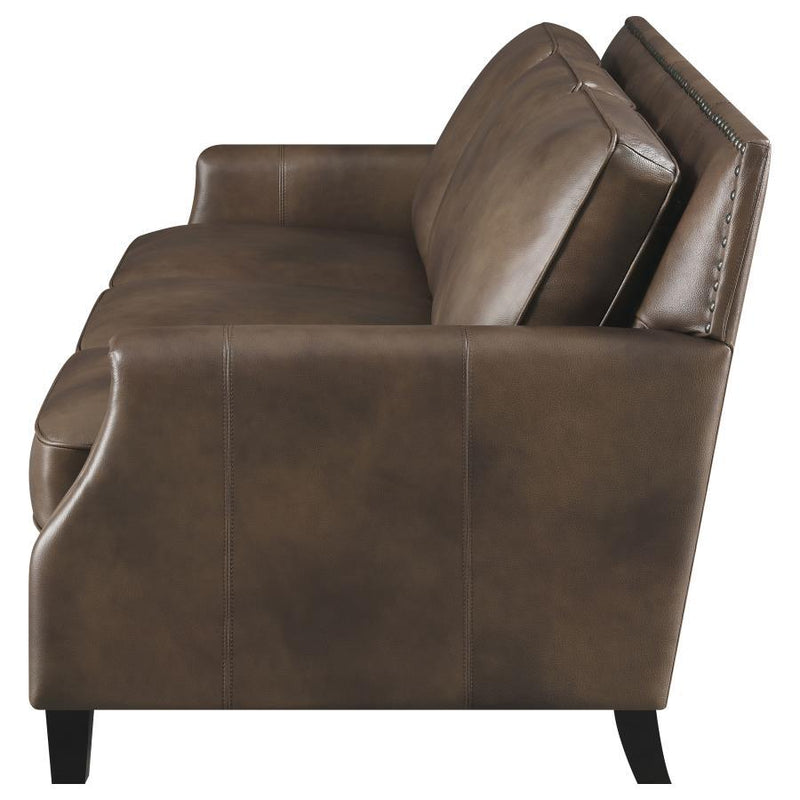 Leaton - Upholstered Recessed Arms Sofa - Brown Sugar