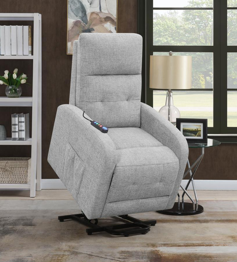 Howie - Tufted Upholstered Power Lift Recliner - Grey
