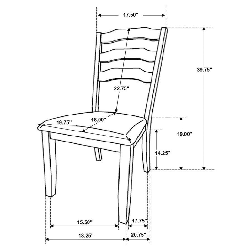 Ronnie - Ladder Back Padded Seat Dining Side Chair (Set of 2) - Khaki And Rustic Cream