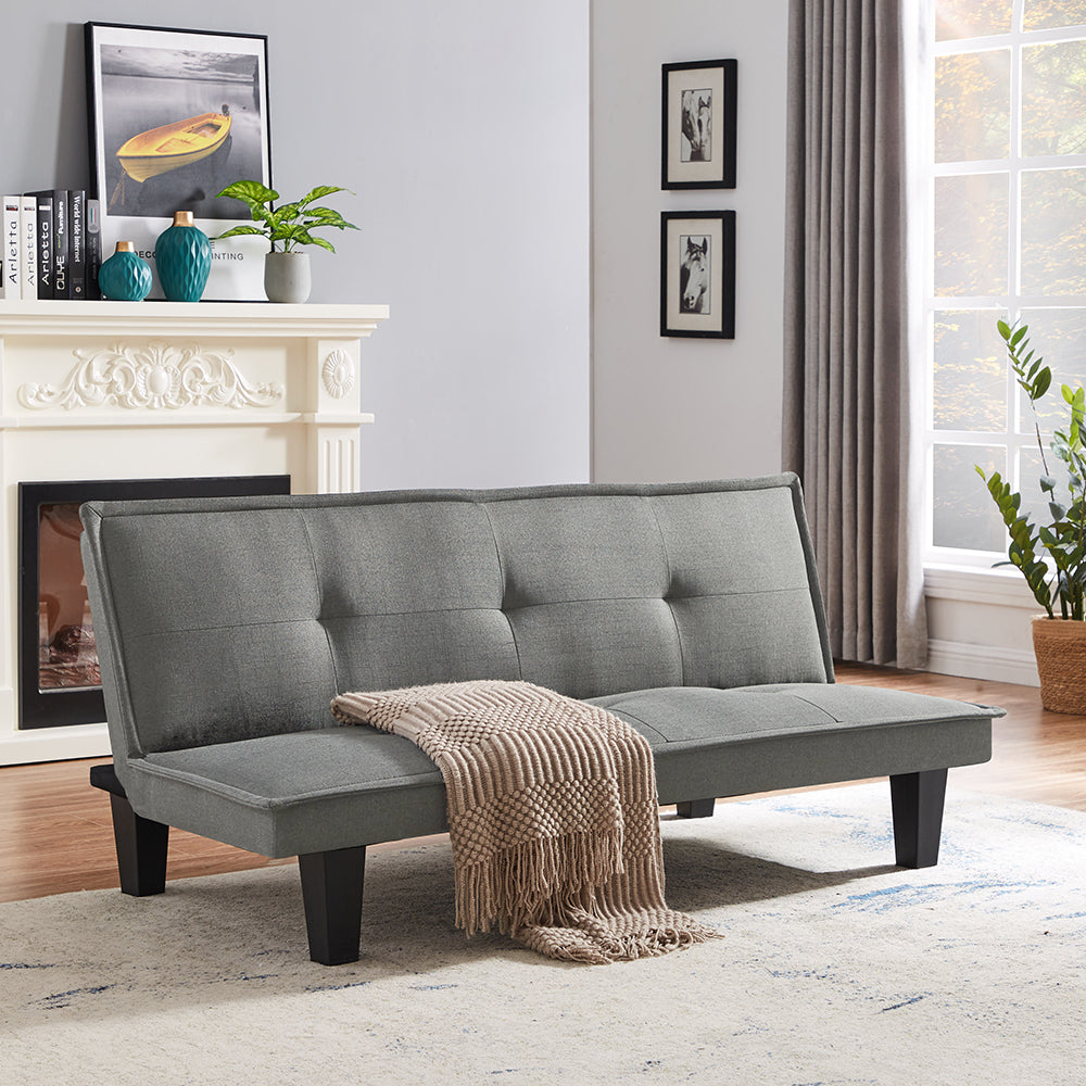 Modern Fabric Futon Sofa Bed , Convertible Folding Futon Sofa Bed Sleeper for Home Living Room .（Light Grey ） - Atlantic Fine Furniture Inc