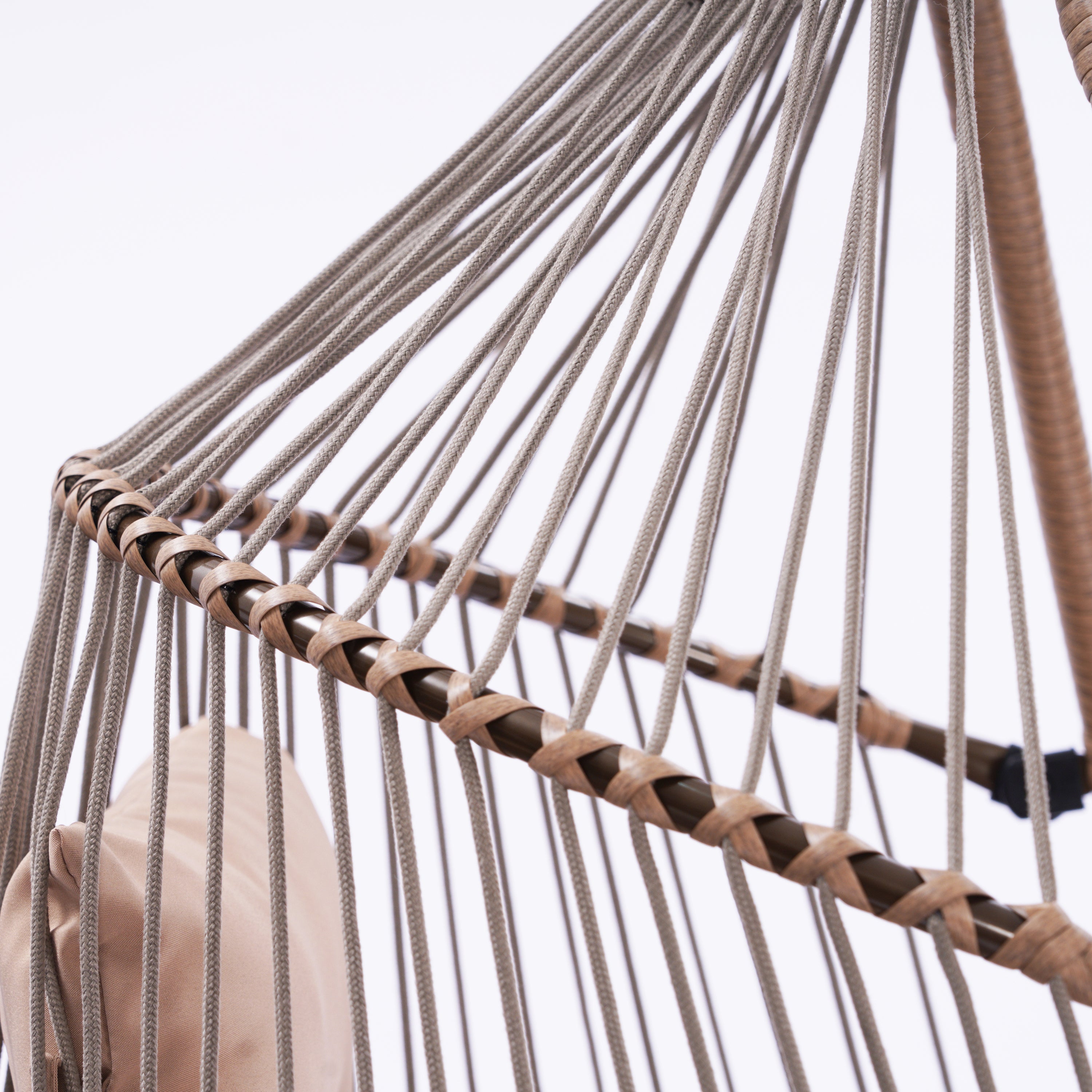 Outdoor Patio Wicker Folding Hanging Chair,Rattan Swing Hammock Egg Chair With Cushion And Pillow - Atlantic Fine Furniture Inc