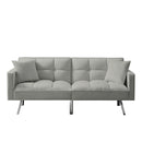 FUTON SOFA SLEEPER GREY VELVET WITH 2 PILLOWS - Atlantic Fine Furniture Inc
