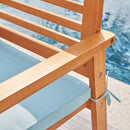 Waimea Honey Slatted Eucalyptus Wood Garden Bench with Cushion - Atlantic Fine Furniture Inc