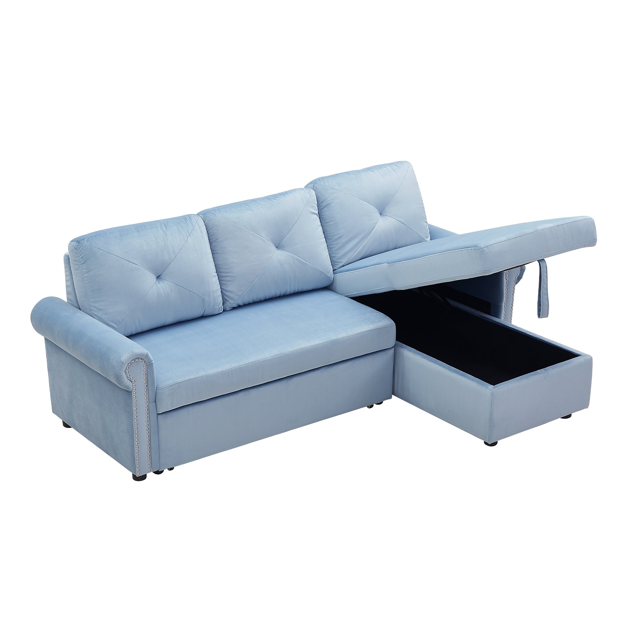 Orisfur. 83" Sleeper Sofa Bed Convertible Sectional Couch, 3-Seater L-Shape Corner Couch with Storage Chaise for Living Room Apartment - Atlantic Fine Furniture Inc