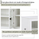 ON-TREND TV Stand for TV up to 60in with 4 Tempered Glass Doors Adjustable Panels Open Style Cabinet, Sideboard for Living room, White (OLD SKU:WF286785AAK) - Atlantic Fine Furniture Inc