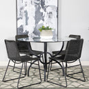 Aviano - Round Glass Top Metal Dining Table - Gunmetal - Atlantic Fine Furniture Inc