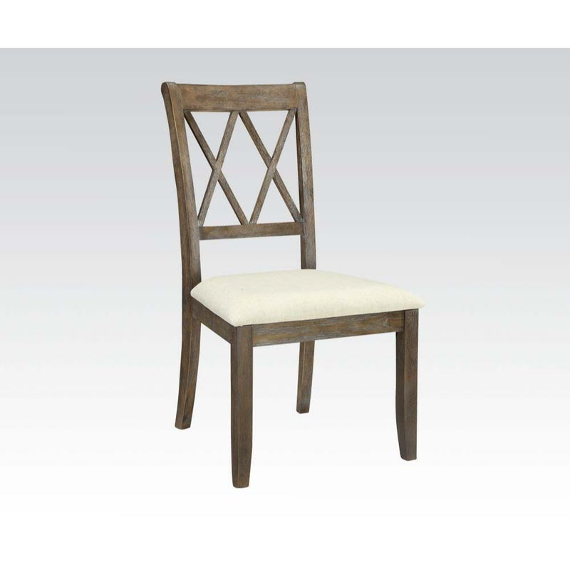 Claudia - Side Chair (Set of 2) - Beige Linen & Salvage Brown