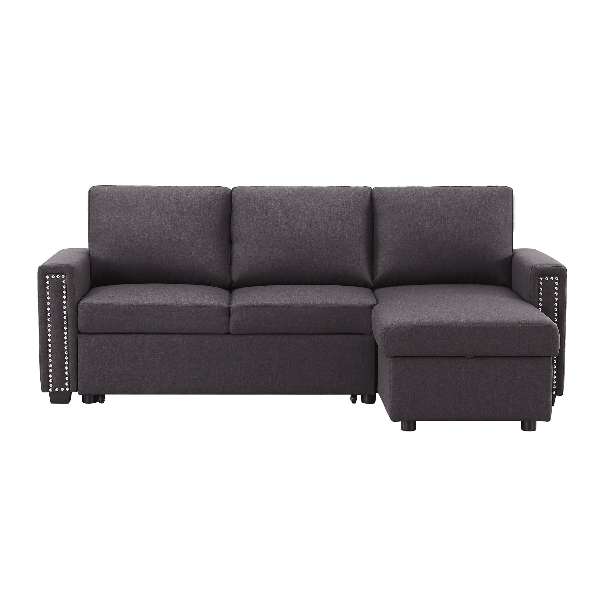 Orisfur. 83" Pull Out Sleeper Sofa Reversible L-Shape 3 Seat Sectional Couch with Storage Chaise for Living Room Furniture Set - Atlantic Fine Furniture Inc