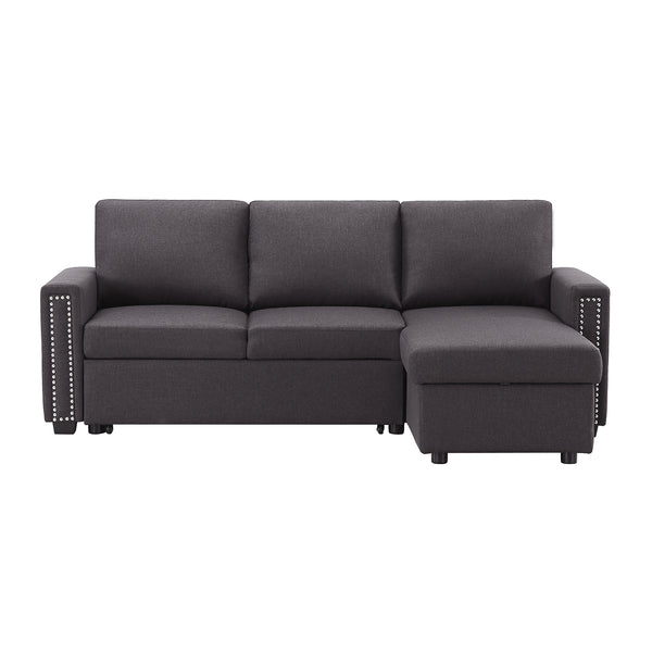 Orisfur. 83" Pull Out Sleeper Sofa Reversible L-Shape 3 Seat Sectional Couch with Storage Chaise for Living Room Furniture Set - Atlantic Fine Furniture Inc