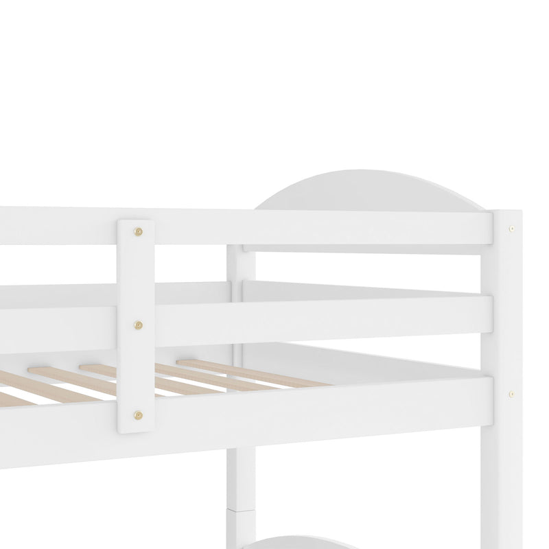 Twin L-Shaped Bunk Bed With Trundle - White