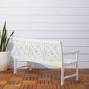 Bradley Outdoor Patio 5-foot Wood Garden Bench in White - Atlantic Fine Furniture Inc