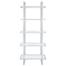 Hartford - 5-Shelf Glass Bookshelf - Chrome - Atlantic Fine Furniture Inc