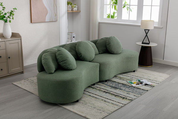 103.9" Modern Living Room Sofa Lamb Velvet Upholstered Couch Furniture For Home Or Office, Green
