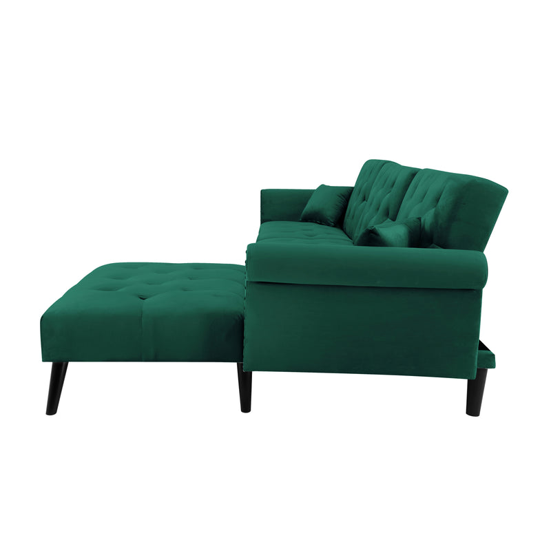 Convertible Sofa bed sleeper GREEN velvet (same as W223S00707。Size difference, See Details in page.)