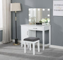 Elijah - Vanity Set With Lighting & Stool - White And Dark Gray - Atlantic Fine Furniture Inc