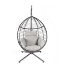 Egg Swing Chair with Stand, 300 LBS Capacity, With Comfortable Cushion, 37.4x37.4x76.77 (Grey) - Atlantic Fine Furniture Inc