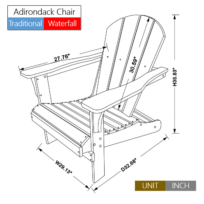 HDPE Adirondack Chair, Blue, Set of 2 - Atlantic Fine Furniture Inc