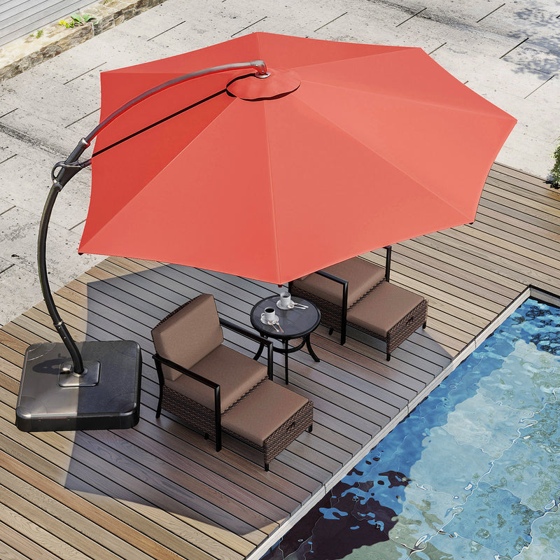 LAUSAINT HOME Outdoor Patio Umbrellas,  12FT Outdoor Umbrella with Base Included, Upgraded Curvy Aluminum Offset Cantilever Umbrella with 360°Rotation Deisgn for Garden Pool Backyard Market Deck