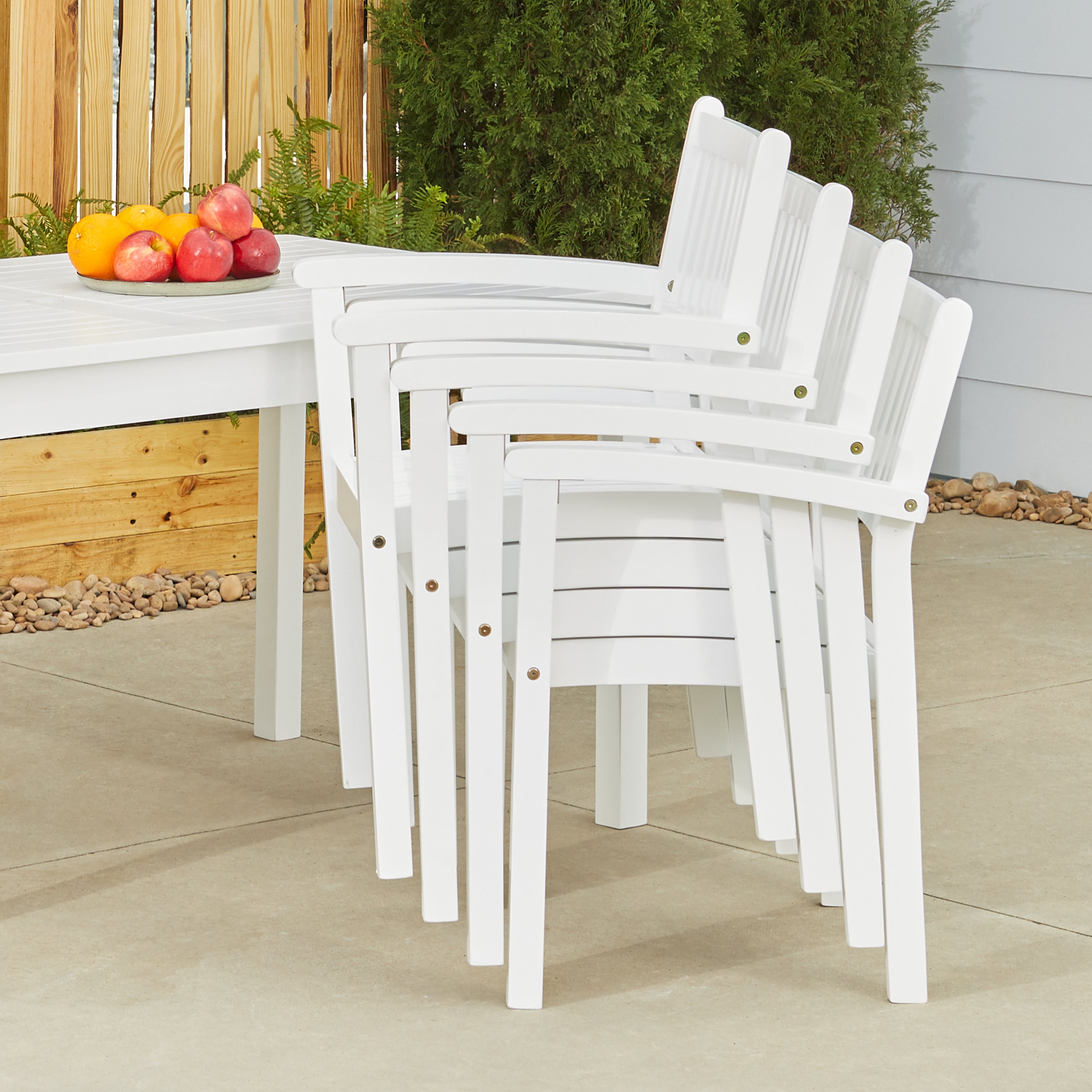 Bradley Outdoor Patio Wood Garden Stacking Armchair (Set of 2) - Atlantic Fine Furniture Inc