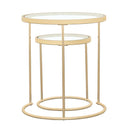 Maylin - 2 Piece Round Glass Top Nesting Table Set - Gold - Atlantic Fine Furniture Inc