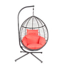 Swing Egg Chair With Stand, High-Quality Modern Design, 37.4x37.4x76.77 (Red) - Atlantic Fine Furniture Inc