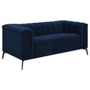 Chalet - Upholstered Tuxedo Arm Tufted Loveseat - Blue - Atlantic Fine Furniture Inc