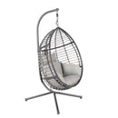 Egg Swing Chair with Stand, 300 LBS Capacity, With Comfortable Cushion, 37.4x37.4x76.77 (Grey) - Atlantic Fine Furniture Inc