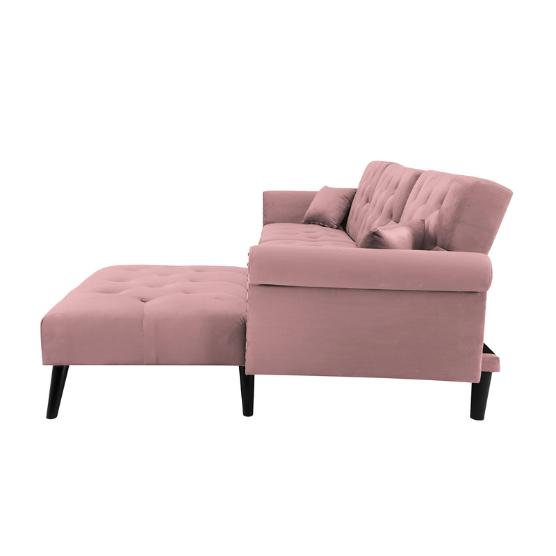 Convertible Sofa bed sleeper Pink velvet (same asW223S00710。Size difference, See Details in page.)