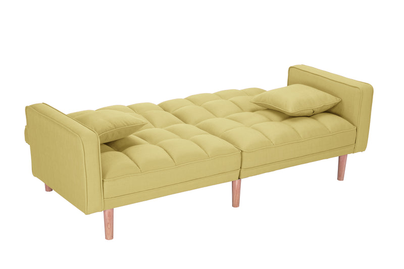 FUTON SLEEPER SOFA WITH 2 PILLOWS YELLOW FABRIC（same as W223S00033、W223S00993、W223S01340 ）