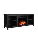 Classic 4 Cubby Fireplace TV Stand , Black - Atlantic Fine Furniture Inc