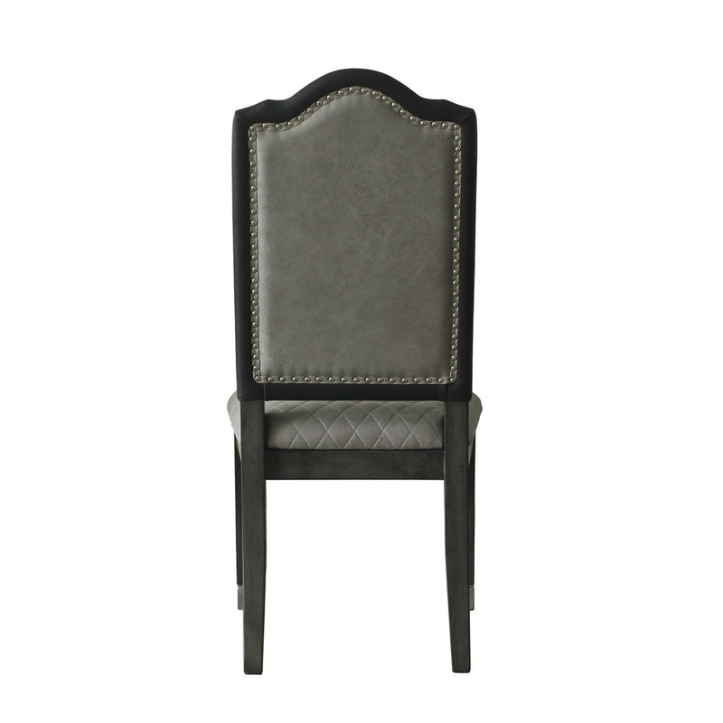 House - Beatrice Side Chair (Set of 2) - Two Tone Gray Fabric & Charcoal Finish