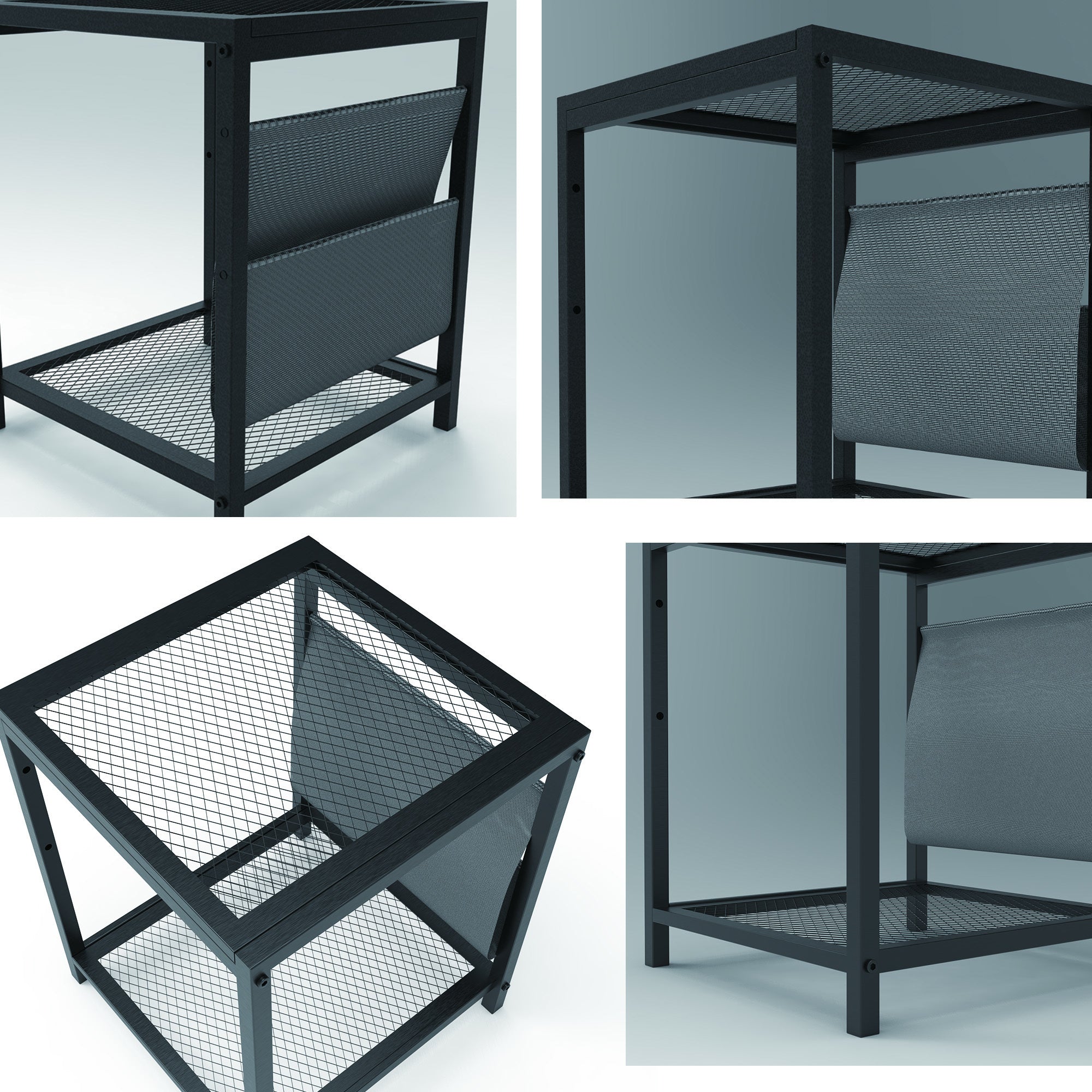 Outdoor Patio Furniture 3 pieces Set Garden Armchair Coffee Side Table,Black Frame, Modern Design - Atlantic Fine Furniture Inc