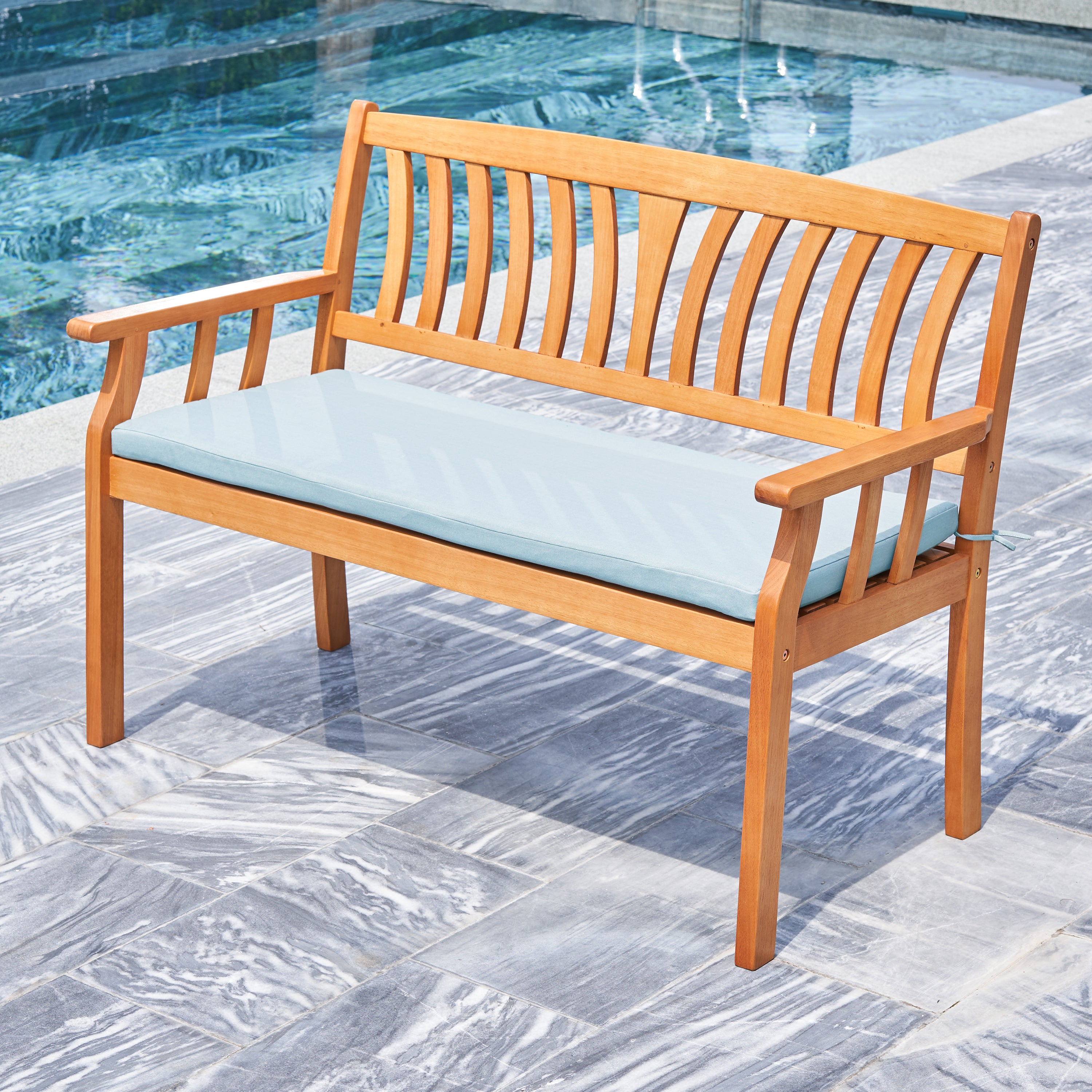 Kapalua Honey Nautical Eucalyptus Wooden Outdoor Garden Bench - Atlantic Fine Furniture Inc