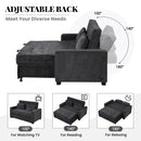 Linen Upholstered Sleeper Bed , Pull Out Sofa Bed Couch attached two throw pillows,Dual USB Charging Port and Adjustable Backrest for Living Room Space，Black - Atlantic Fine Furniture Inc