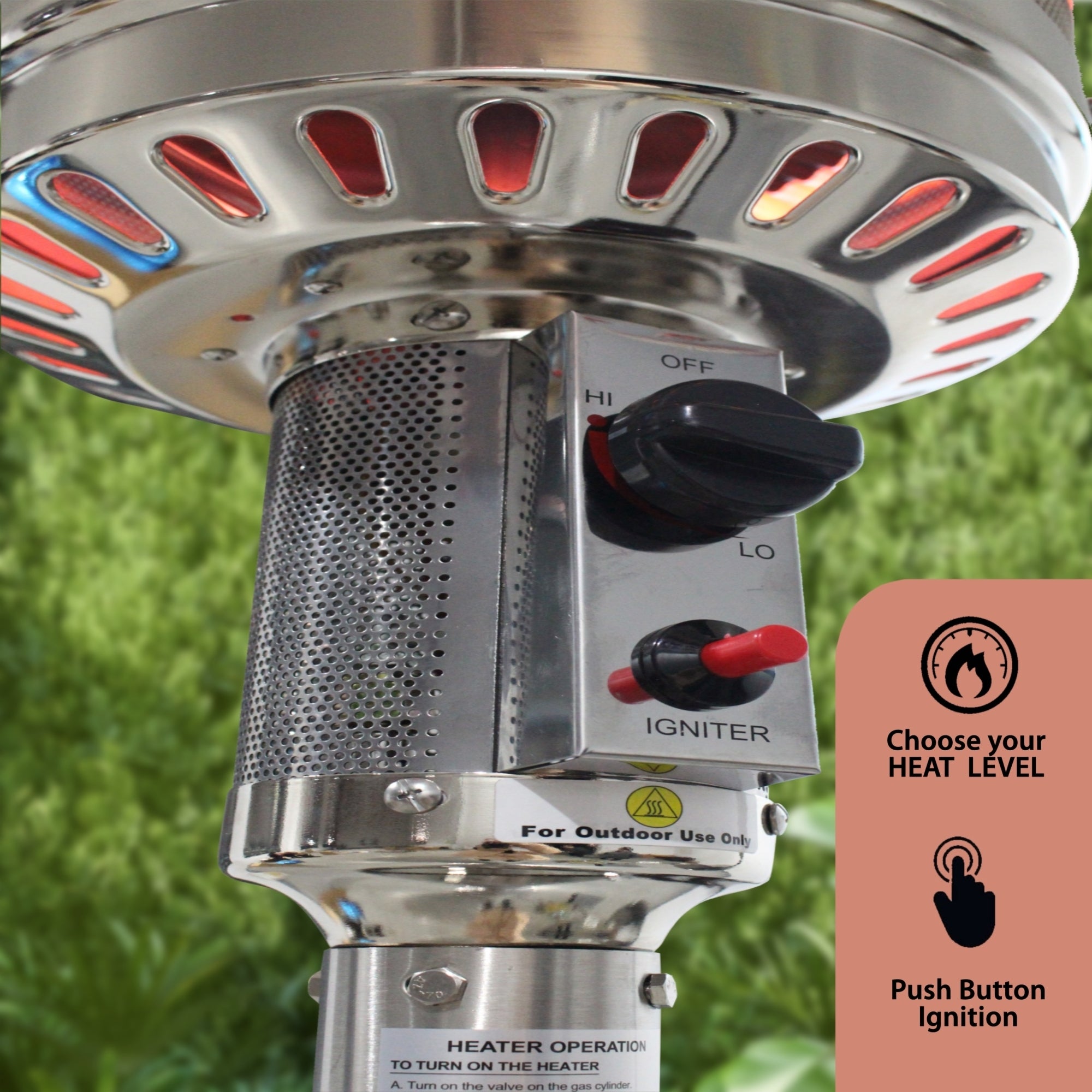 Outdoor Patio Heater 41000btu Floorstanding Propane Heater With Wheels - Atlantic Fine Furniture Inc