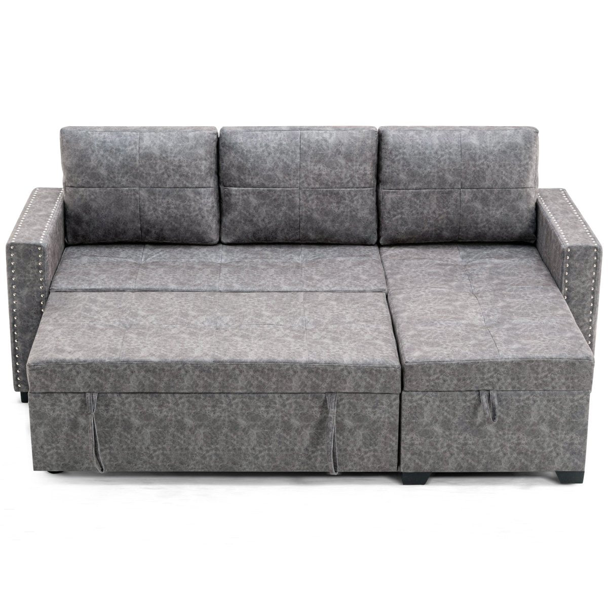 84" L Sectional Sofa with 2 USB Charger,2 seats Sofa Bed With Storage chaise,Sleeper Independent Use as Coffee Table,Nail headed,3-seat - Atlantic Fine Furniture Inc