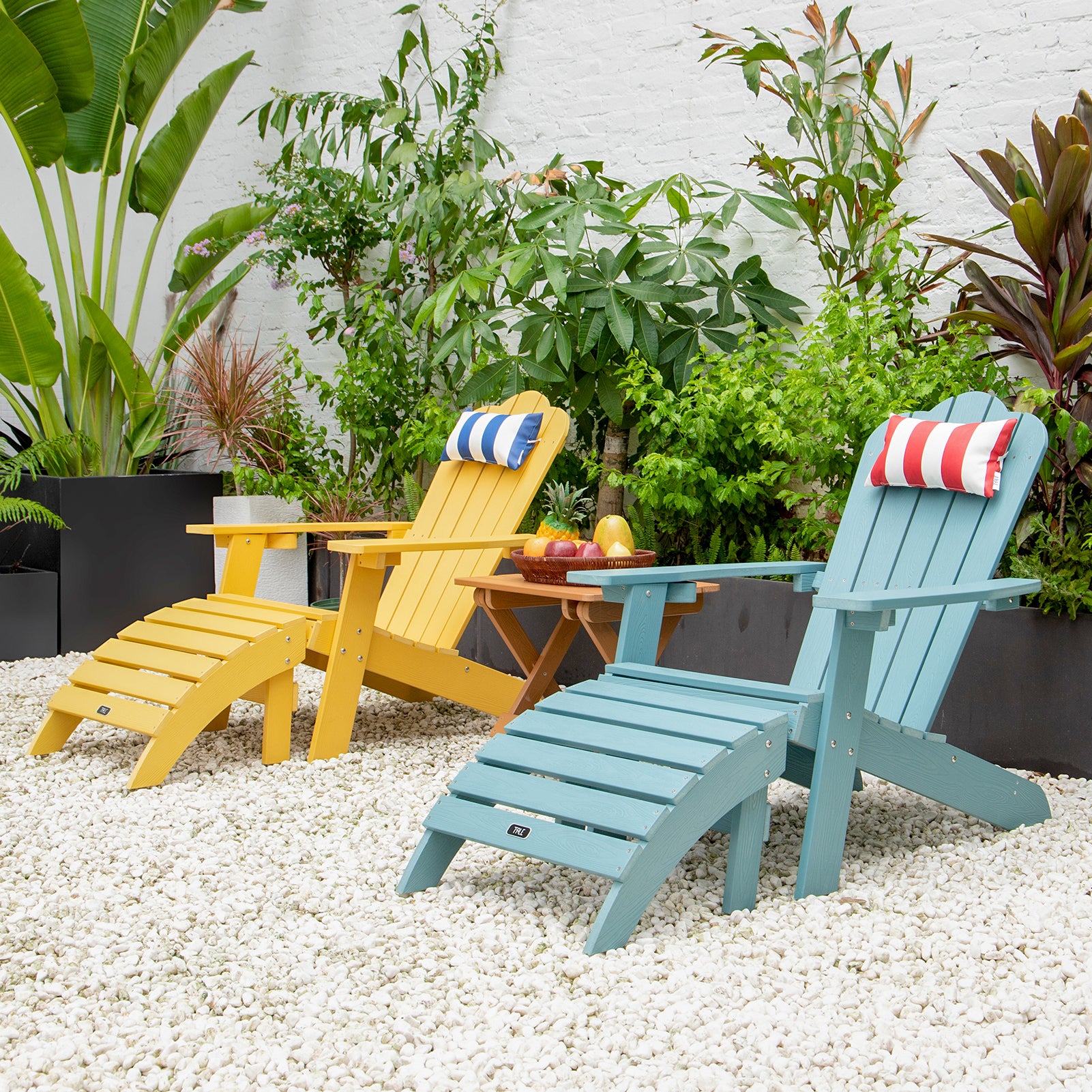 TALE Adirondack Chair Backyard Furniture Painted Seating with Cup Holder All-Weather and Fade-Resistant Plastic Wood for Lawn Outdoor Patio Deck Garden Porch Lawn Furniture Chairs Yellow - Atlantic Fine Furniture Inc