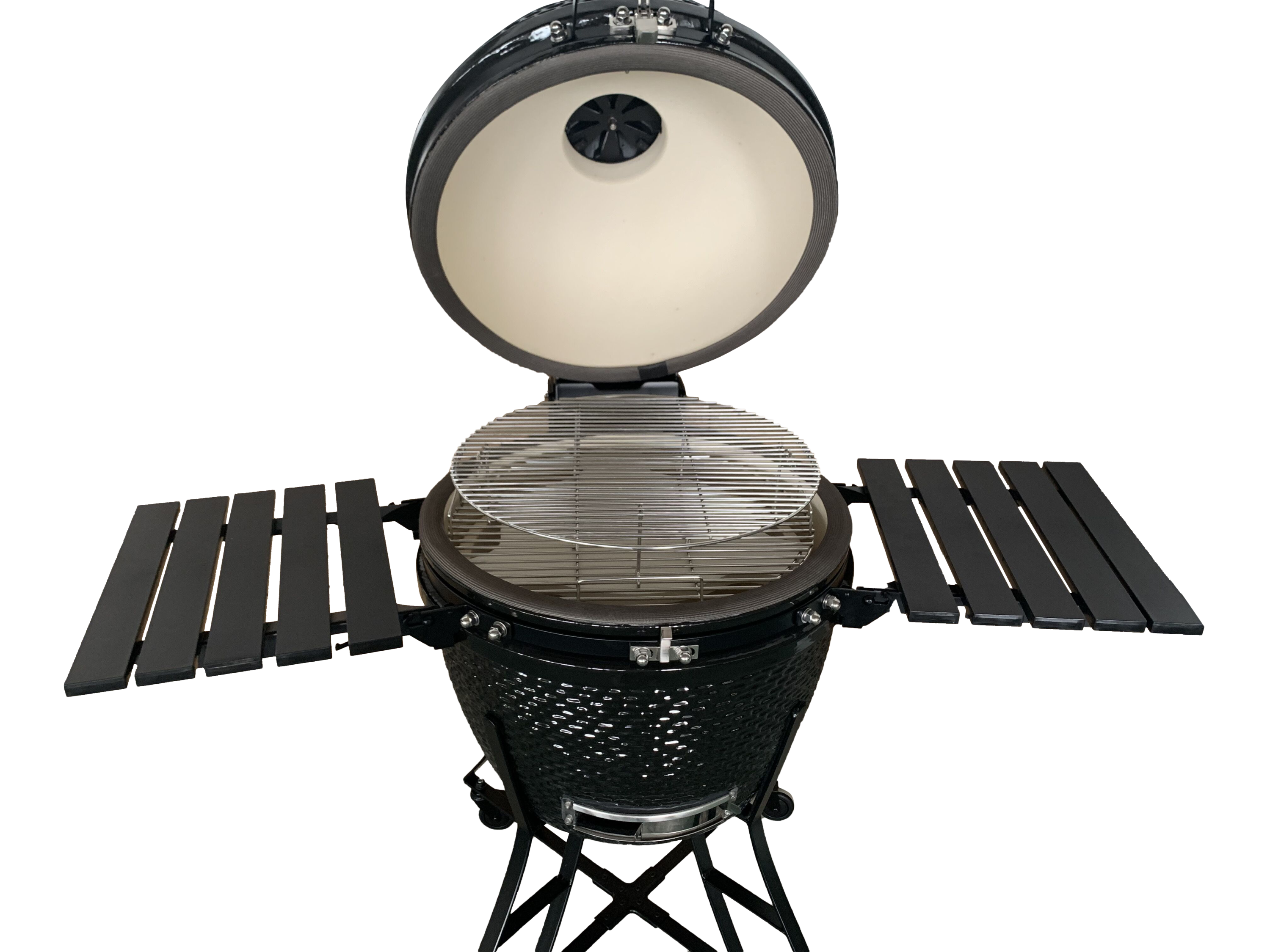 The spot/TOOPO 24inch Barbecue Charcoal Grill, Ceramic Kamado Grill with Side Table, Suitable for Camping and Picnic,Black - Atlantic Fine Furniture Inc