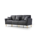 Modern Velvet Upholstered Sofa Couch 3 Seat Channel Tufted Back and Cushion Seat, Metal Legs, Sleeper Sofa for Living Room, Compact Living Space, Apartment, Bonus Room, Grey - Atlantic Fine Furniture Inc