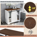 Bathroom Storage Cabinet, Freestanding Accent Cabinet, Sliding Barn Door, Thick Top, Adjustable Shelf, White and Brown - Atlantic Fine Furniture Inc