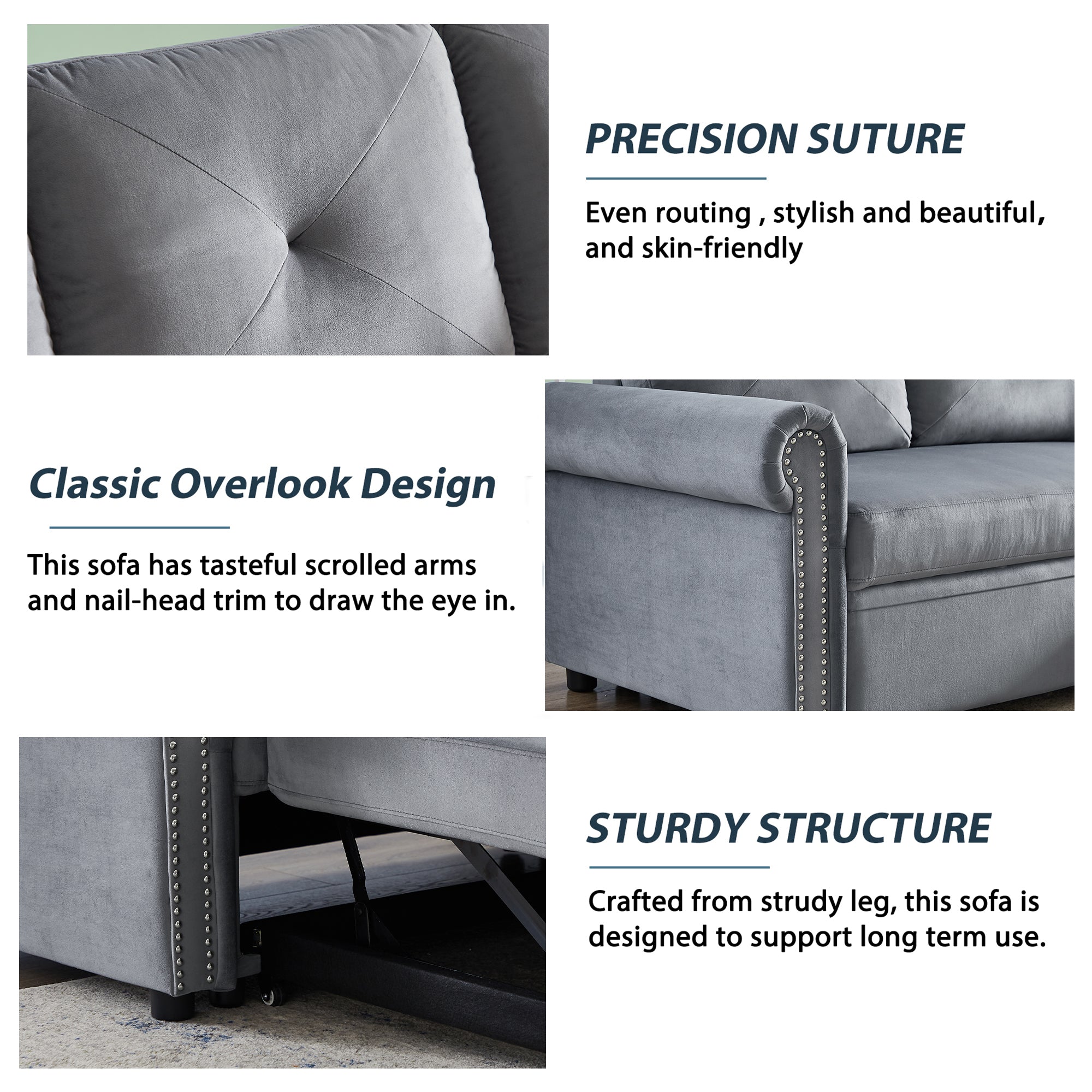 Orisfur. 83" Sleeper Sofa Bed Convertible Sectional Couch, 3-Seater L-Shape Corner Couch with Storage Chaise for Living Room Apartment - Atlantic Fine Furniture Inc