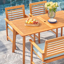 Waimea Honey 4-Piece Slatted Eucalyptus Wood Patio Dining Set with Bench and Cushion - Atlantic Fine Furniture Inc