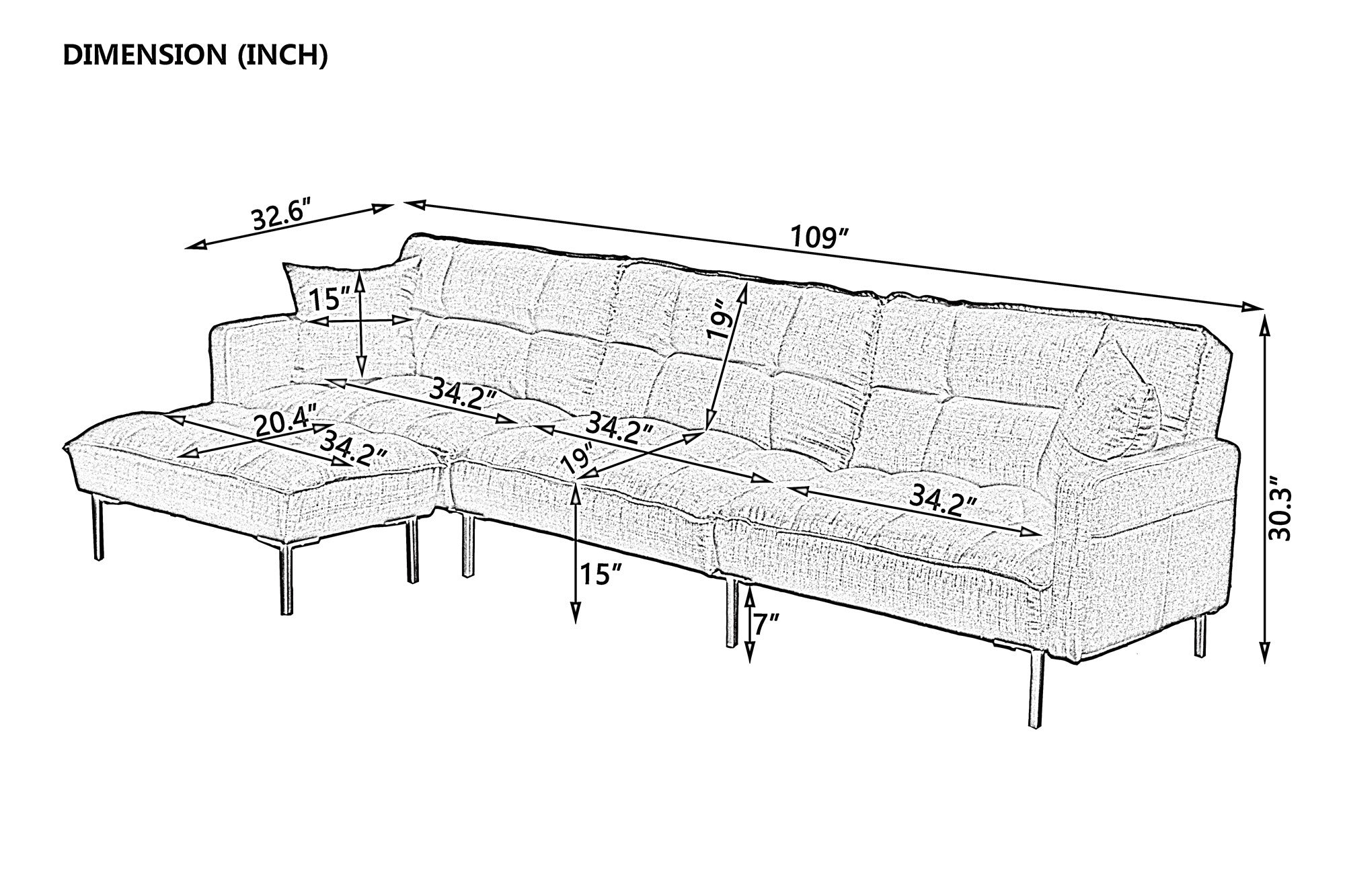 Sectional sofa couch sleeper grey - Atlantic Fine Furniture Inc