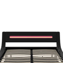 Queen Size Low Profile Upholstered Platform Bed with LED headboard,Black - Atlantic Fine Furniture Inc