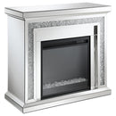 Lorelai - Mirrored Freestanding Electric Fireplace - Silver - Atlantic Fine Furniture Inc